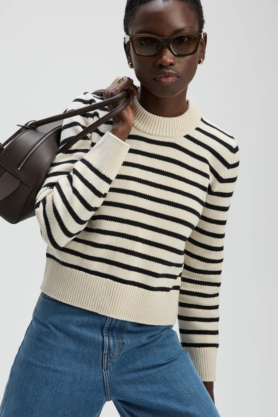 soldout.nyc the favorite crew black and cream stripe