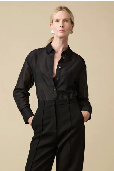 soldout.nyc the silk sheer shirt black
