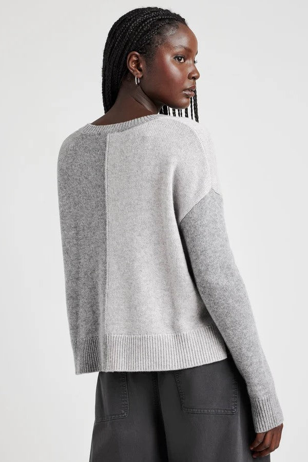 splendid amy colorblock sweater ice heather grey heather fog