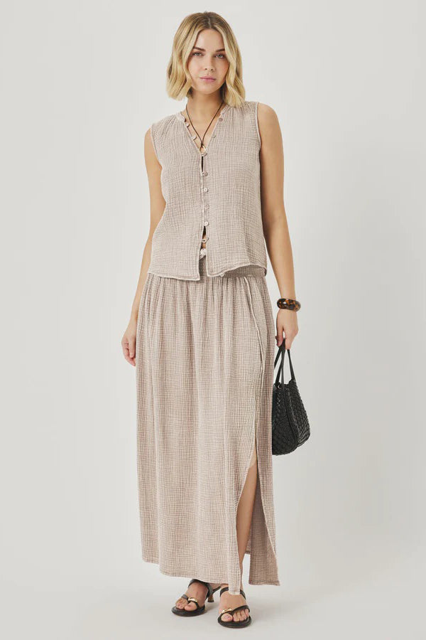 splendid ava gauze maxi skirt light wicker