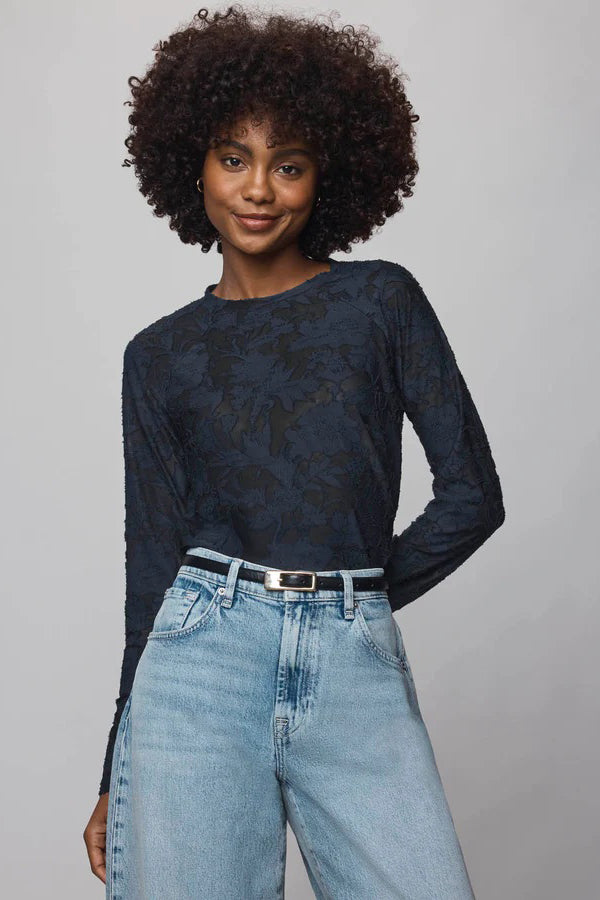 splendid cecelia floral tee ice navy