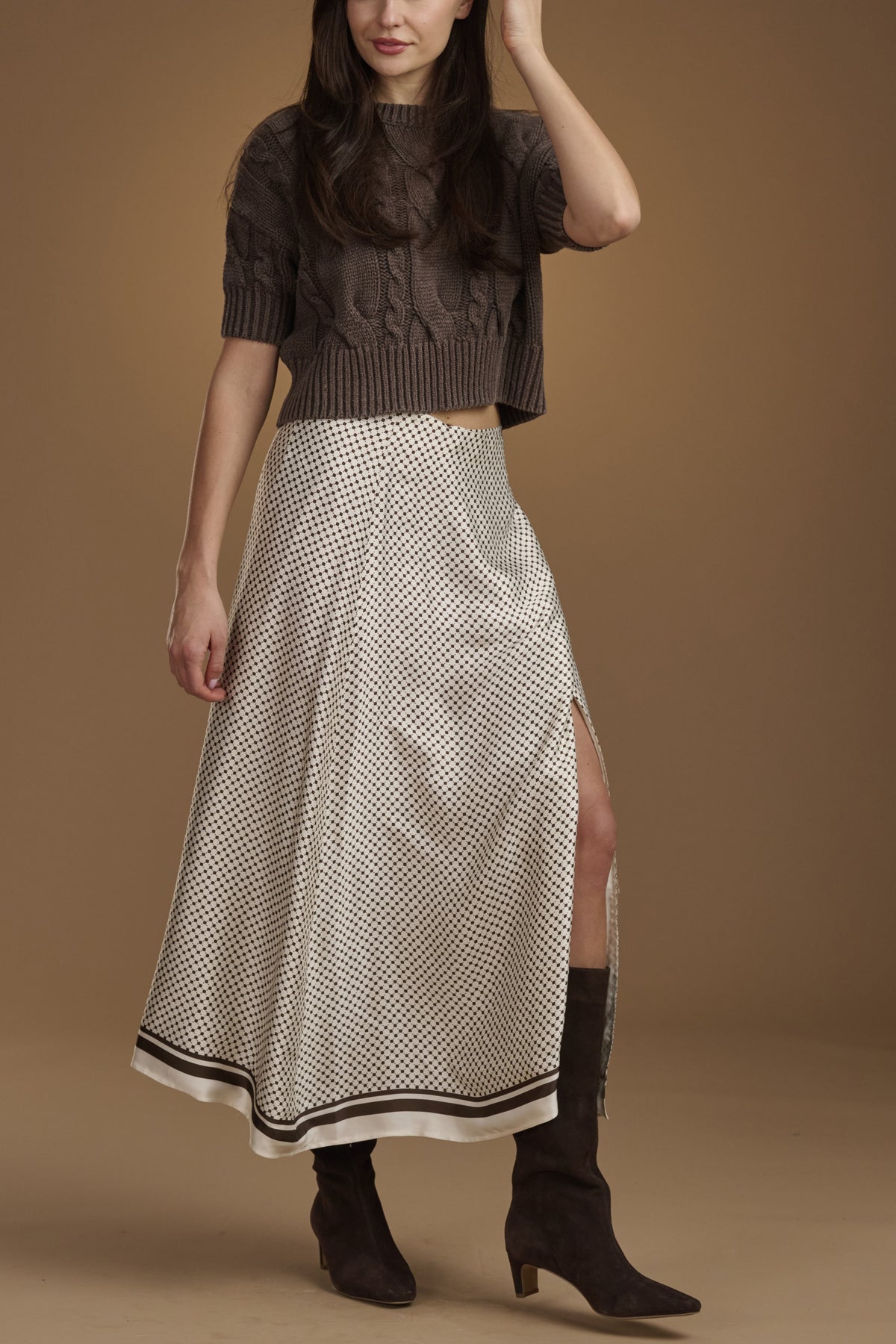 splendid cyrus side tie skirt java shell
