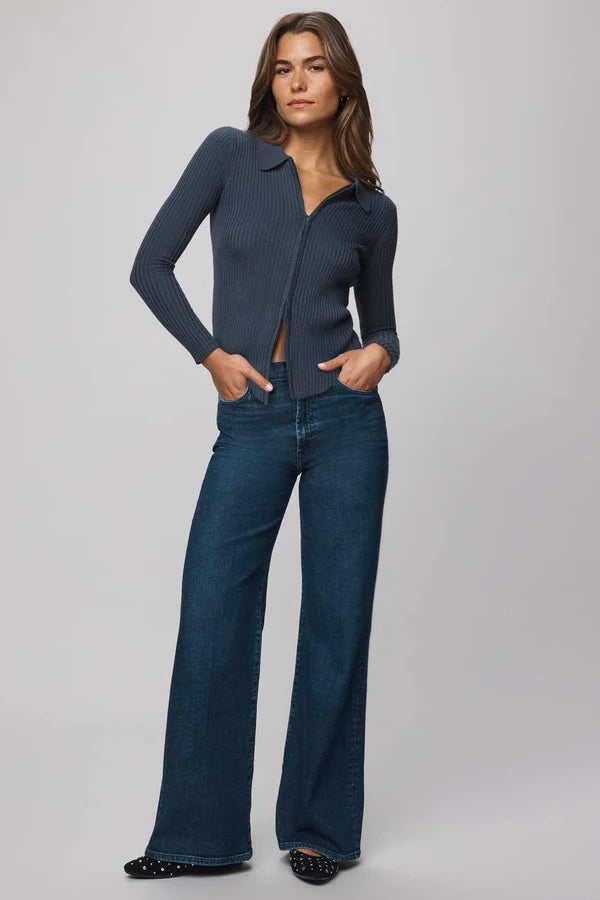 splendid georgie two-way zip cardigan ice navy