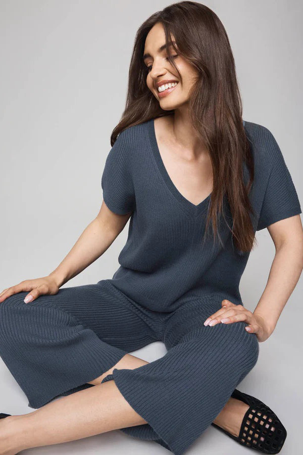 splendid georgie short sleeve sweater ice navy