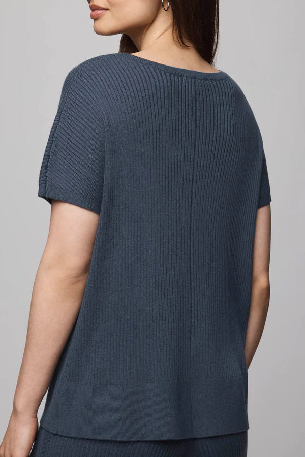 splendid georgie short sleeve sweater ice navy
