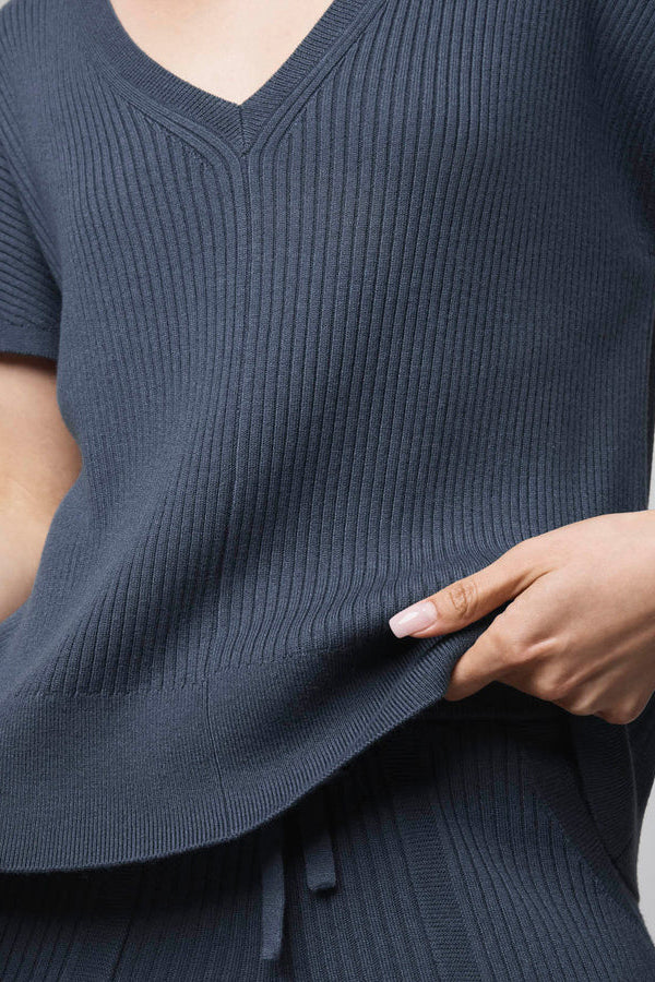 splendid georgie short sleeve sweater ice navy