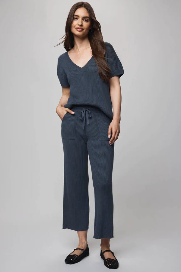 splendid georgie short sleeve sweater ice navy