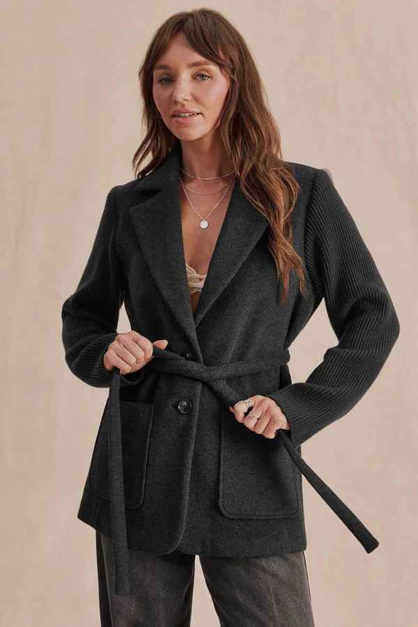 splendid hudson belted blazer black