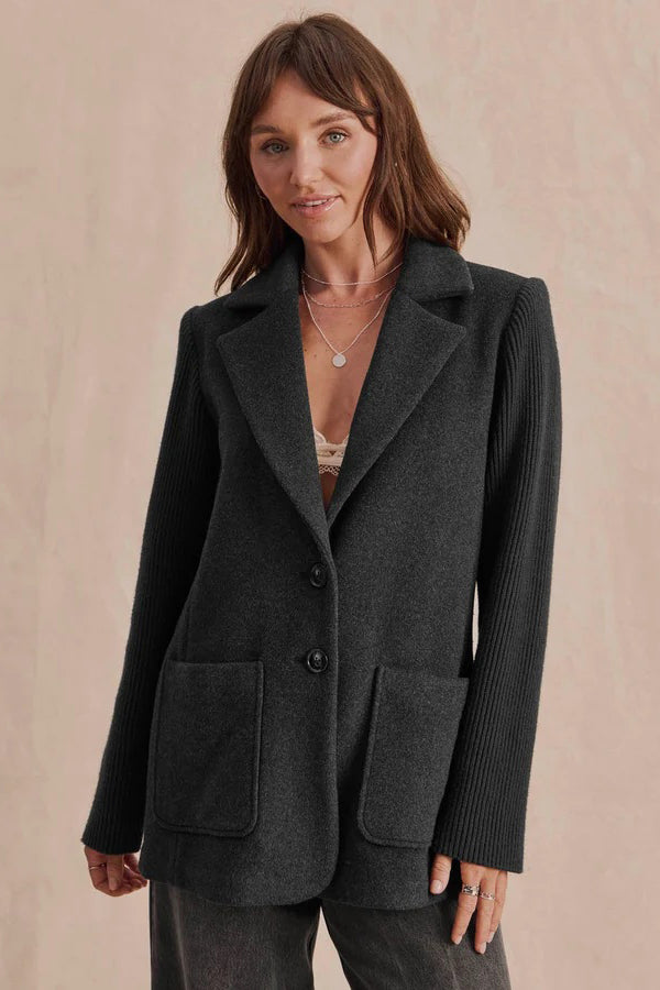 splendid hudson belted blazer black