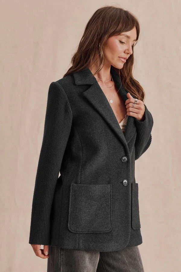 splendid hudson belted blazer black