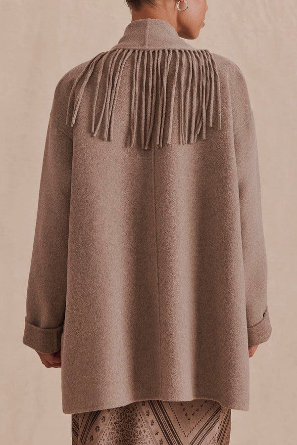splendid sandra fringe jacket taupe grey
