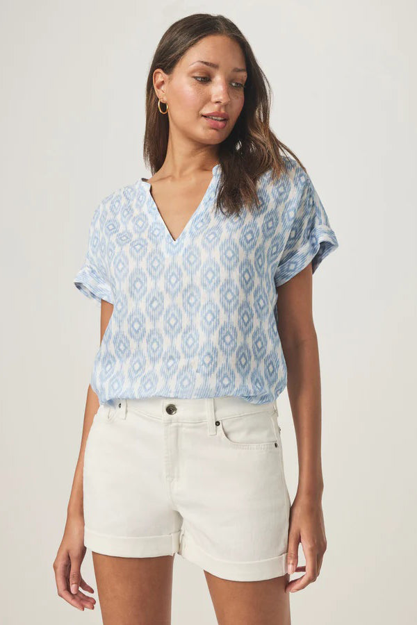 splendid st. tropez blouse steel blue ikat