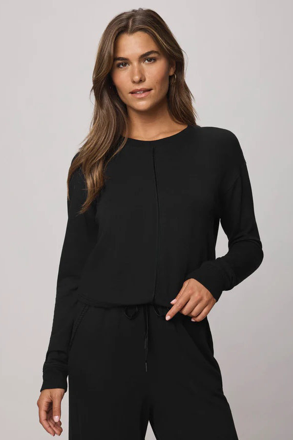 splendid supersoft trim pullover black