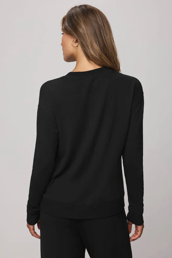 splendid supersoft trim pullover black
