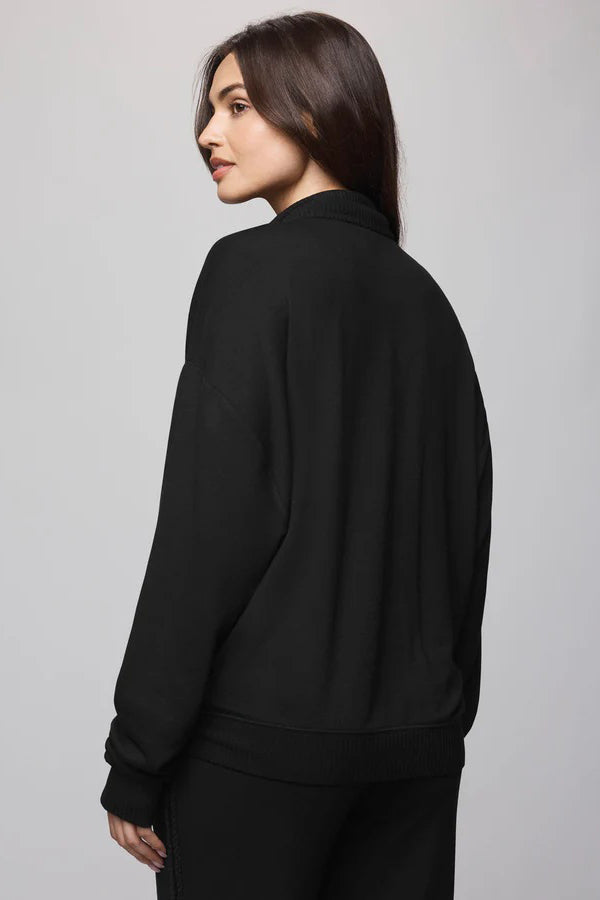 splendid supersoft trim zip up black