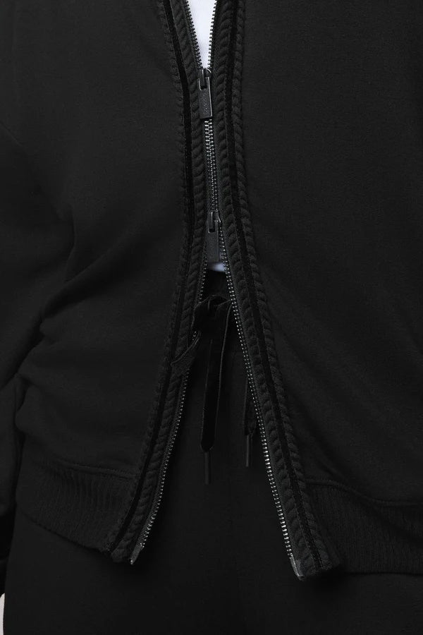 splendid supersoft trim zip up black