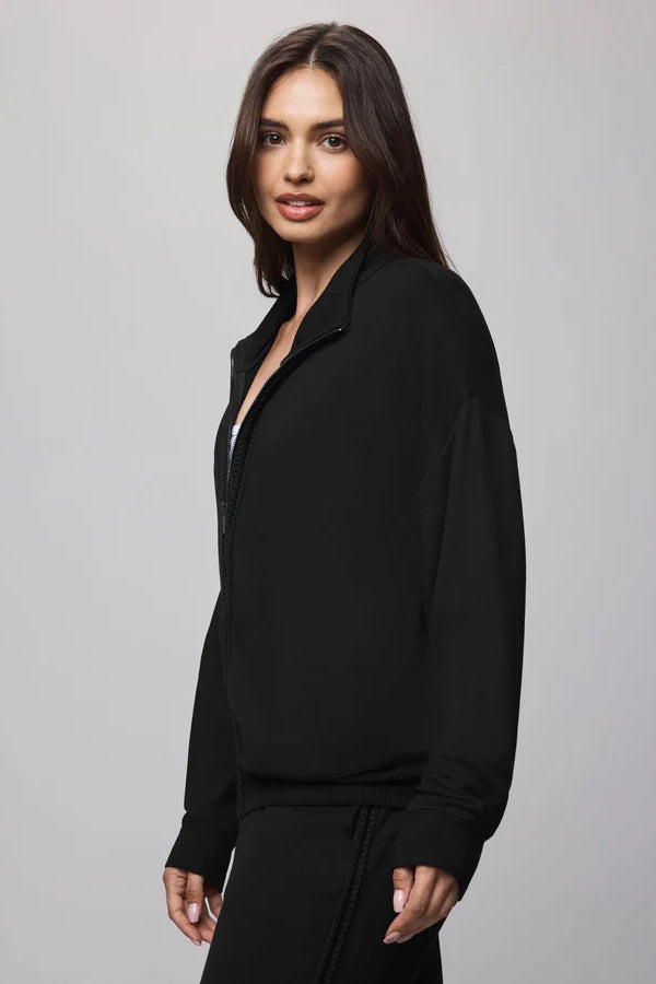 splendid supersoft trim zip up black