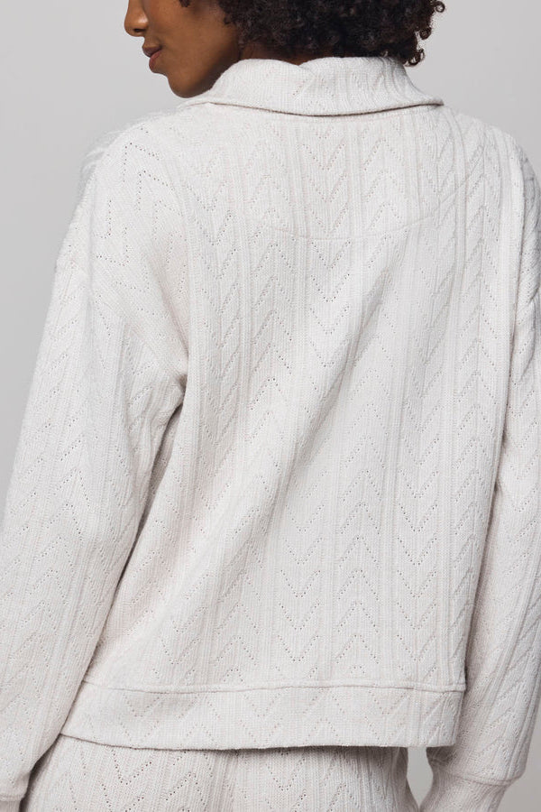 splendid sweatersoft quarter zip pale oak heather