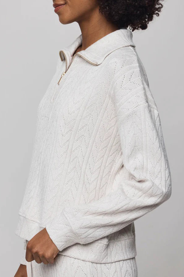 splendid sweatersoft quarter zip pale oak heather