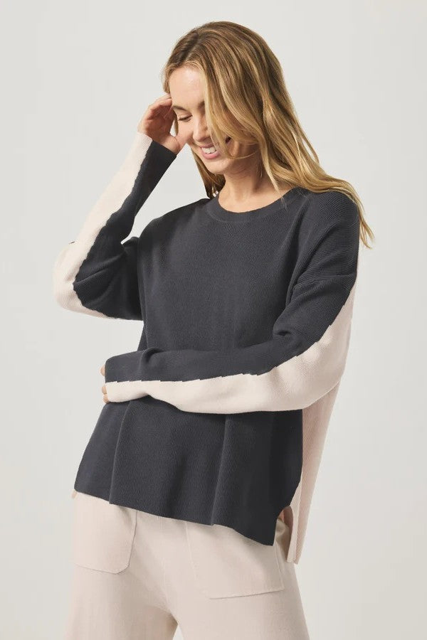 splendid veronica two-tone sweater lead moonstone