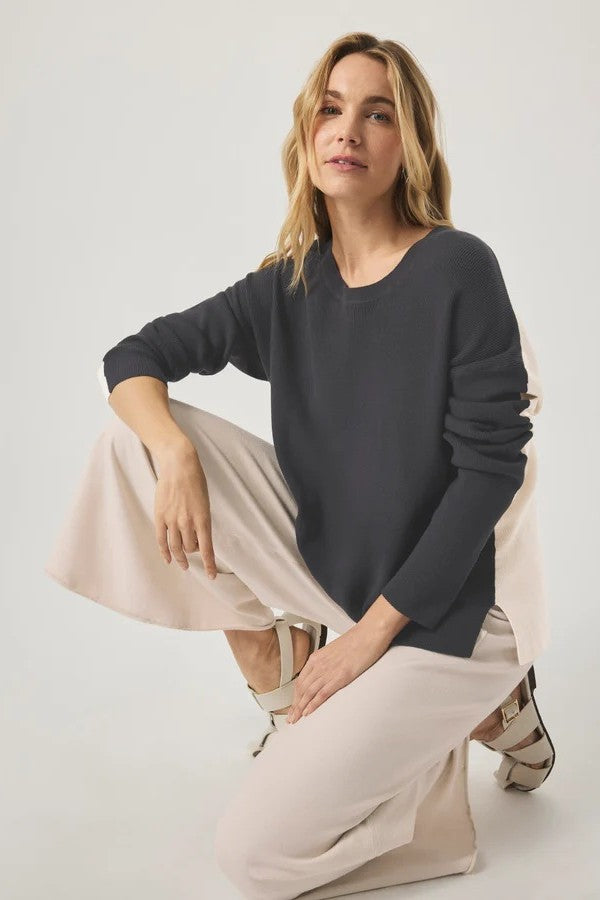 splendid veronica two-tone sweater lead moonstone