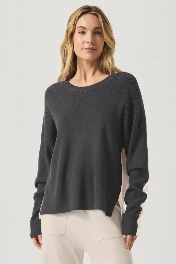 splendid veronica two-tone sweater lead moonstone