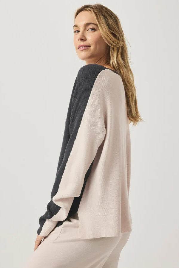 splendid veronica two-tone sweater lead moonstone