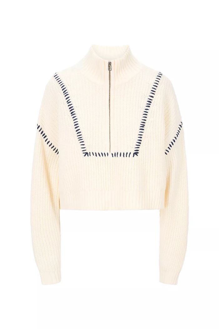 staud hampton sweater ivory/navy 