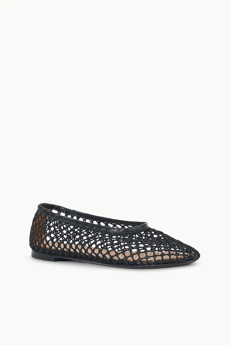 staud alba ballet flat black netting