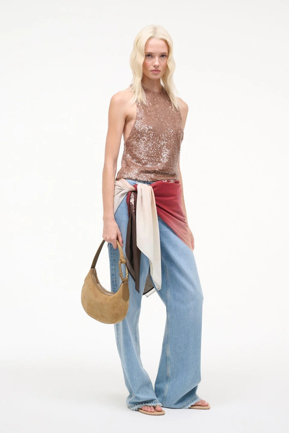 staud alden shoulder bag hazel suede