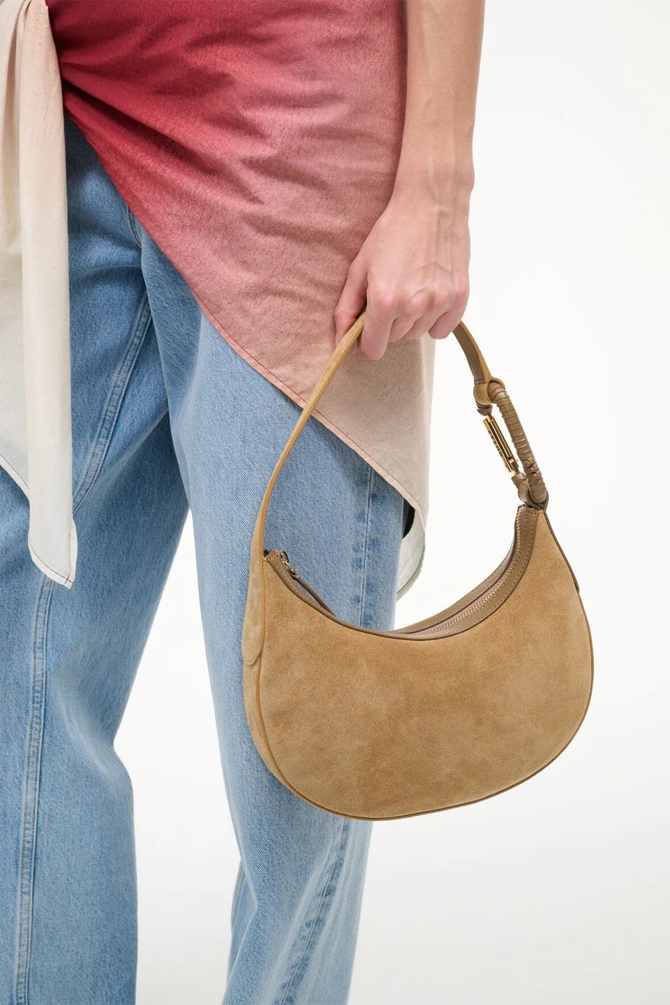staud alden shoulder bag hazel suede