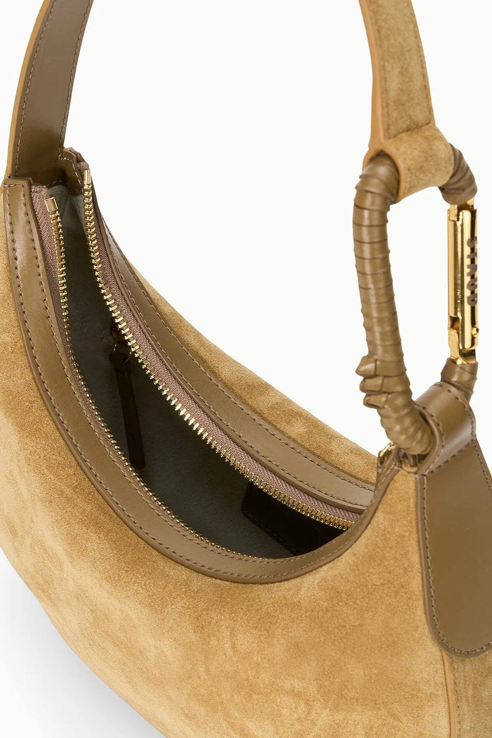 staud alden shoulder bag hazel suede
