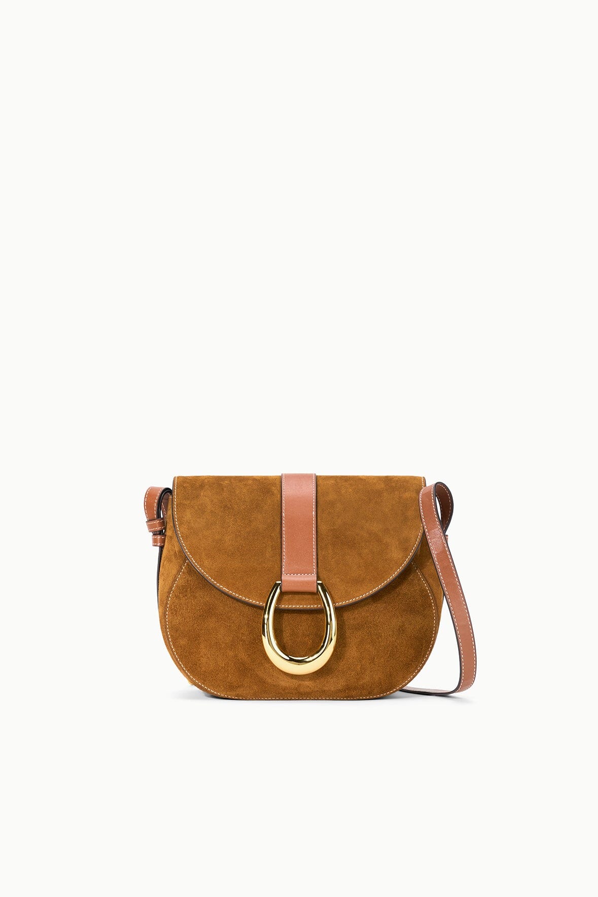 staud bella saddle bag tan suede