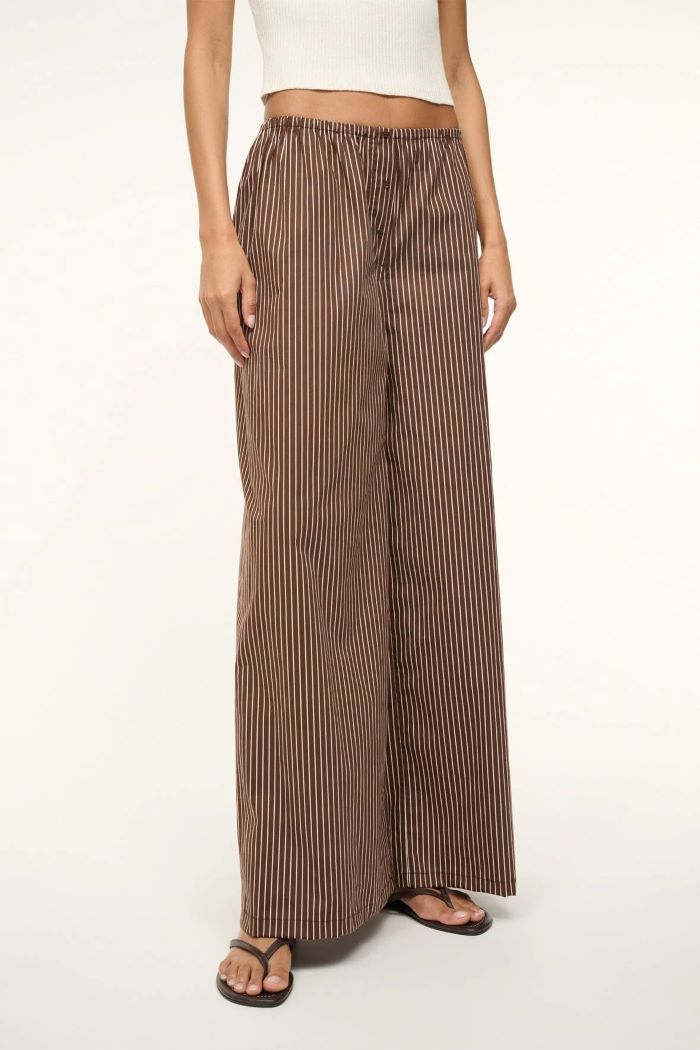 staud bonfire pant dark oak micro stripe