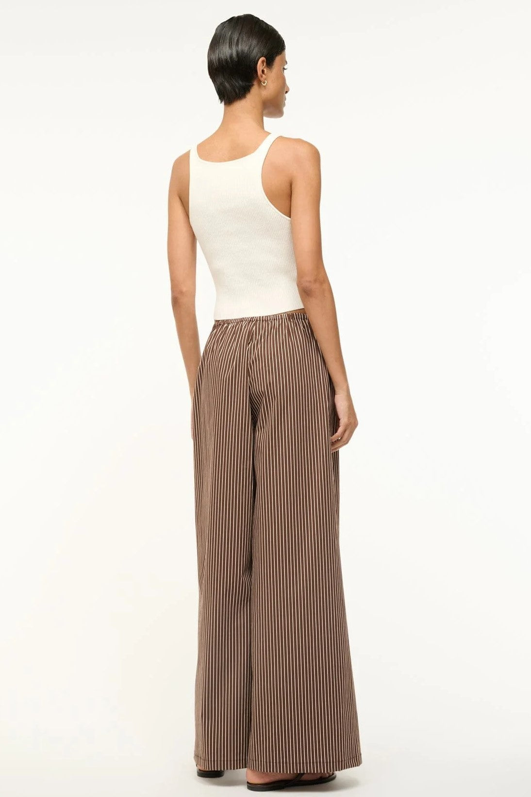 staud bonfire pant dark oak micro stripe