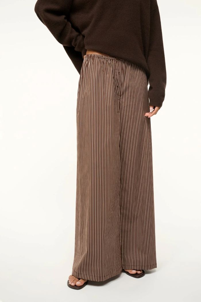 staud bonfire pant dark oak micro stripe