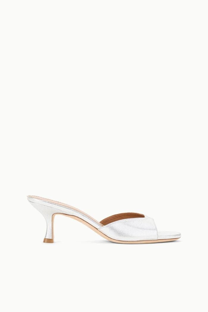 staud brigitte mule silver