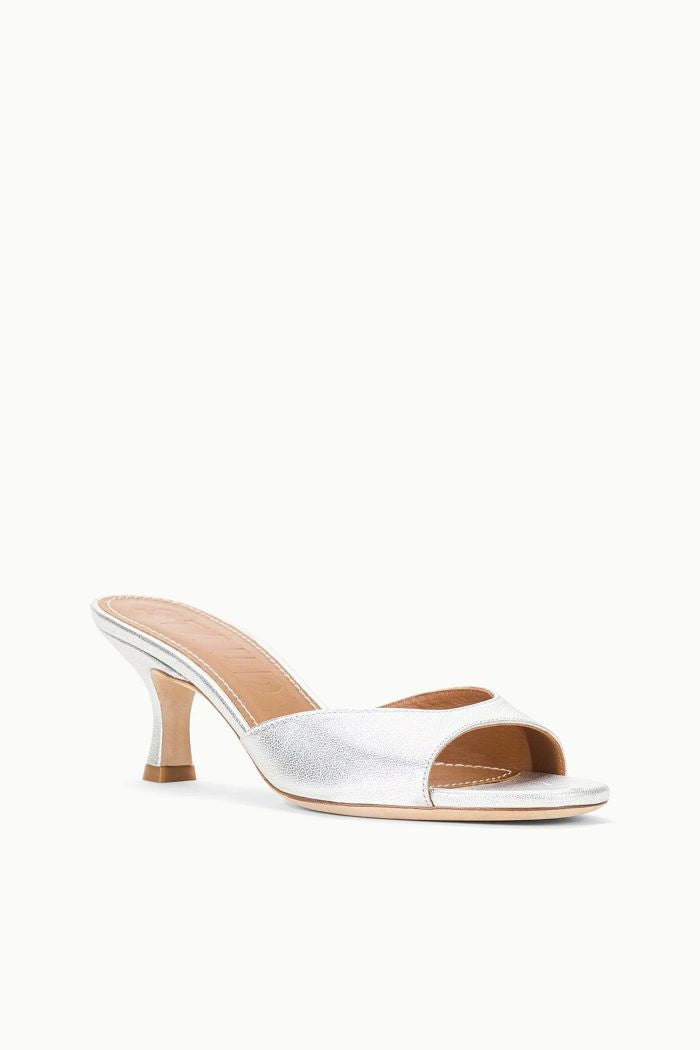 staud brigitte mule silver