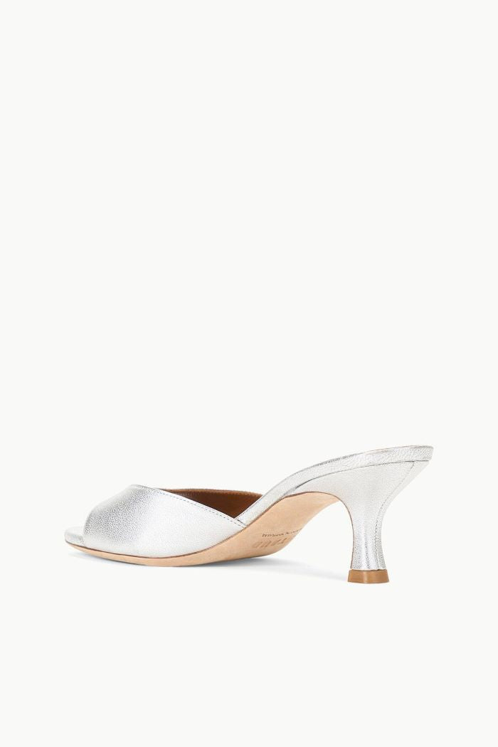 staud brigitte mule silver