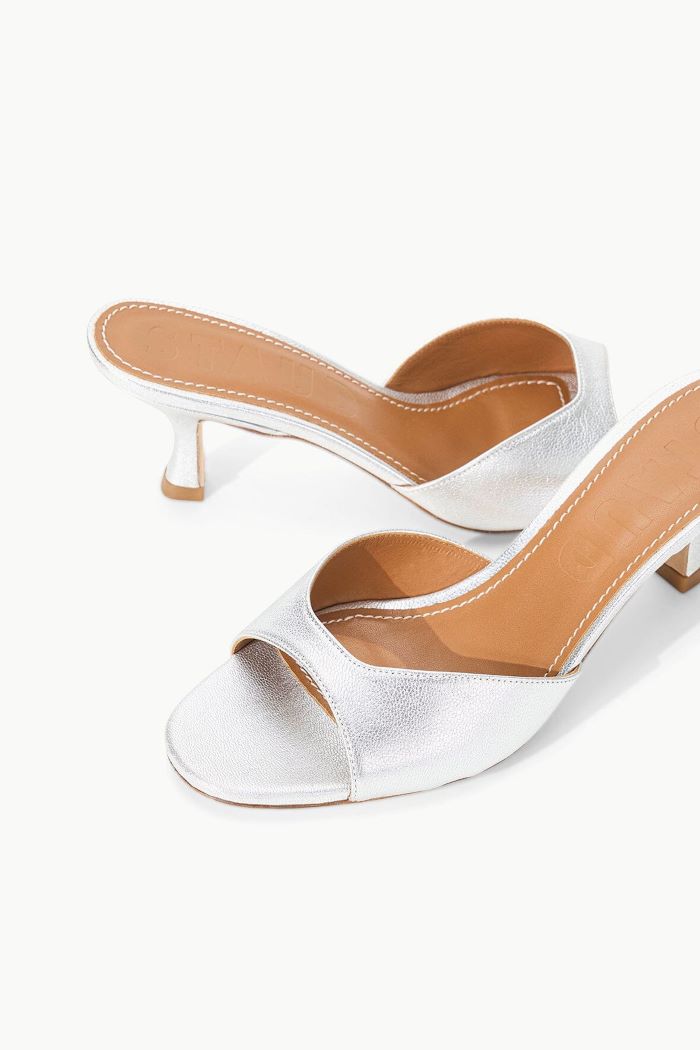 staud brigitte mule silver