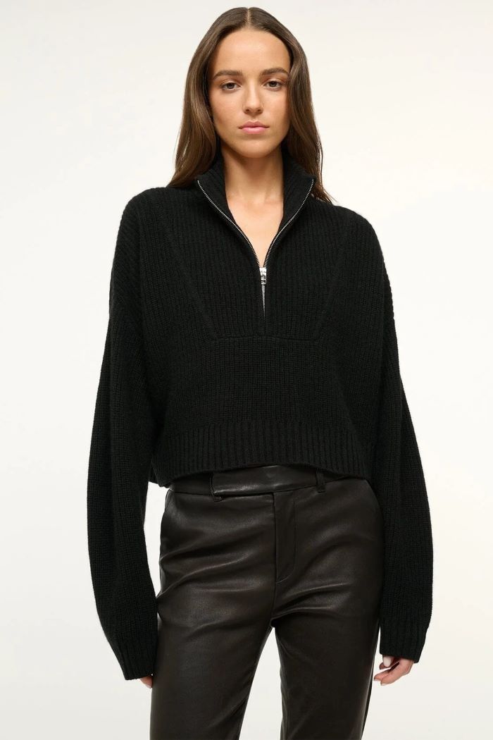 staud cropped hampton sweater black 