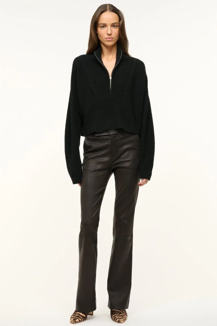 staud cropped hampton sweater black 