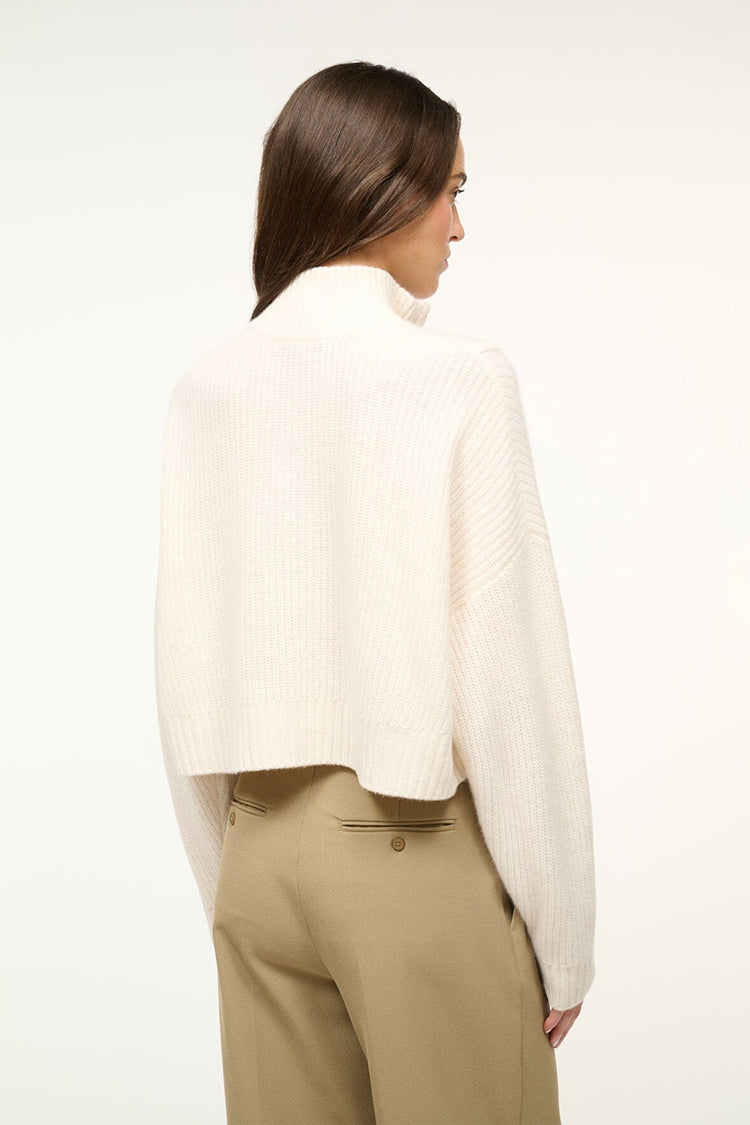 staud cropped hampton sweater ivory cashmere