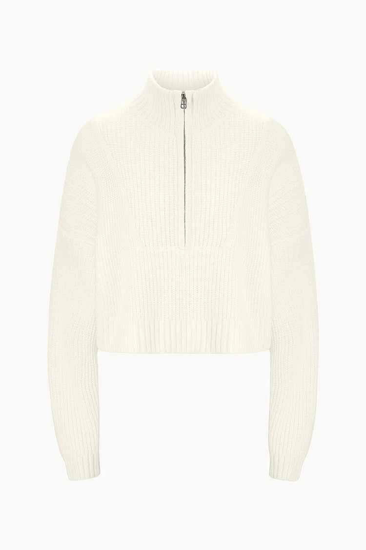 staud cropped hampton sweater ivory cashmere