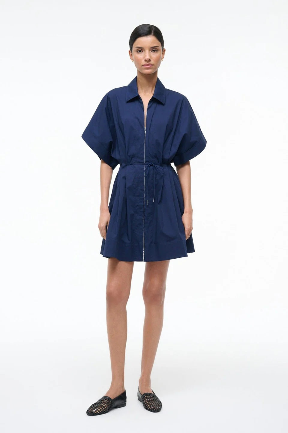 staud cori dress navy