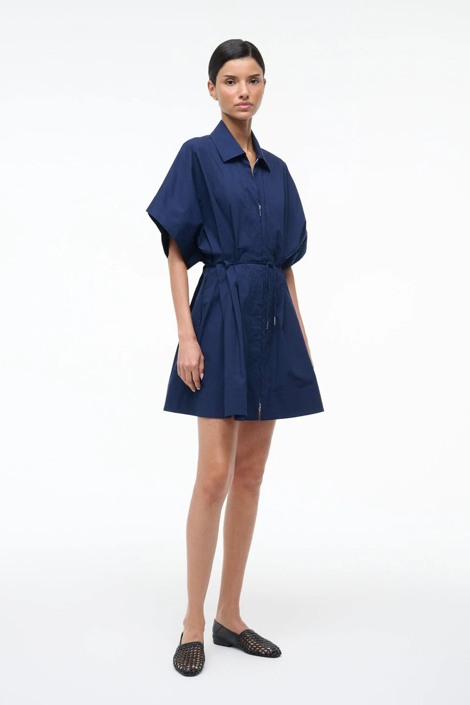staud cori dress navy