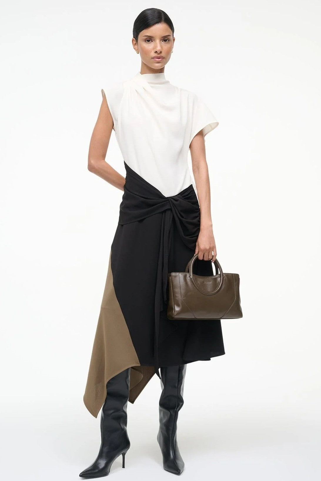 staud davina dress black multi