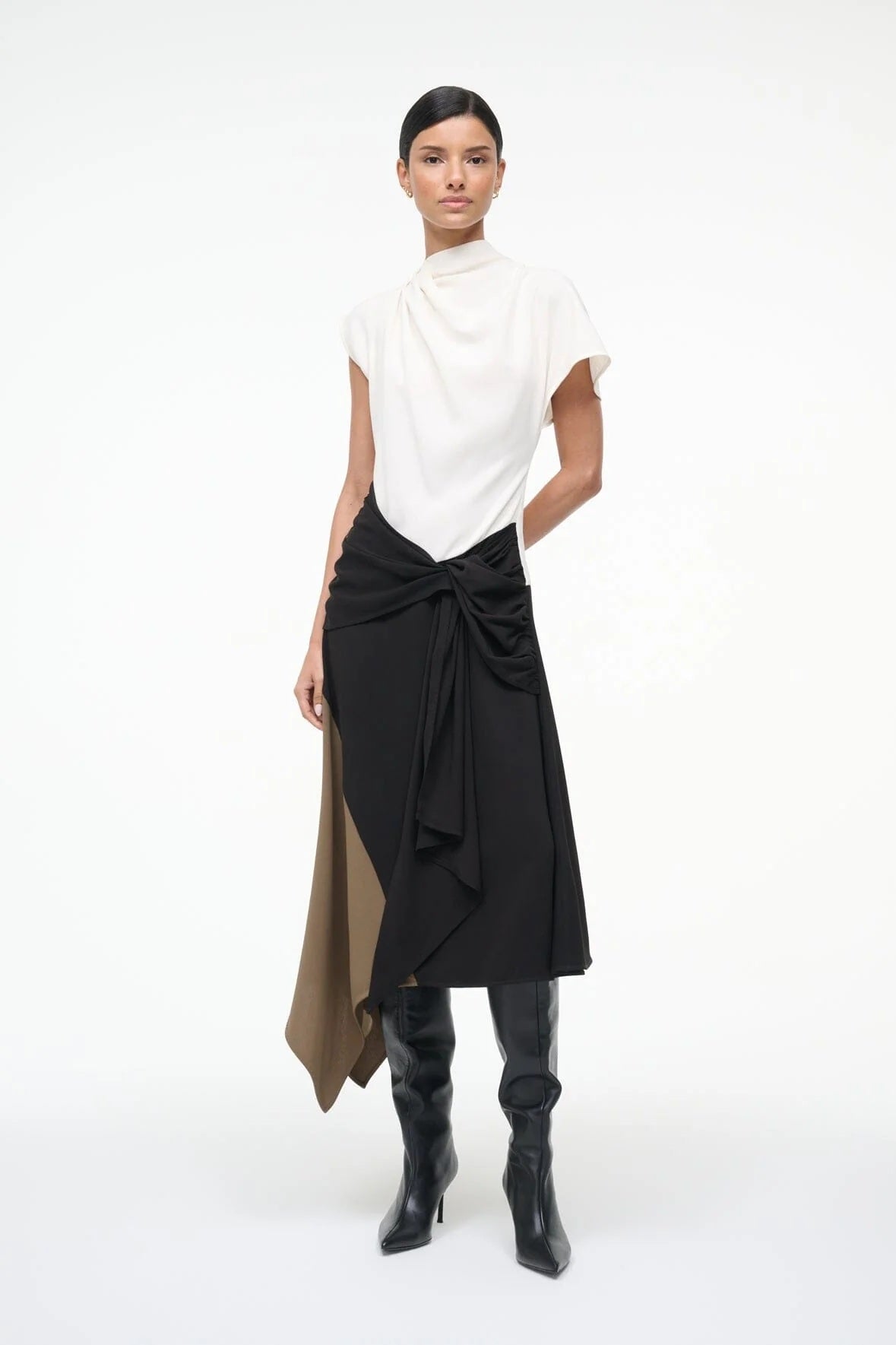 staud davina dress black multi