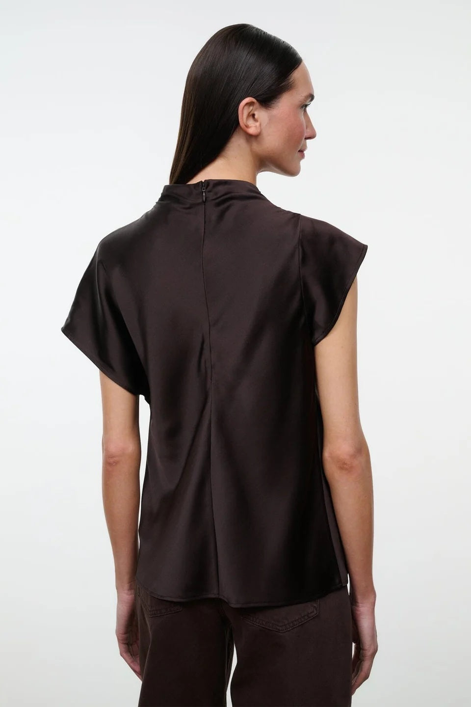 staud davina silk top earth