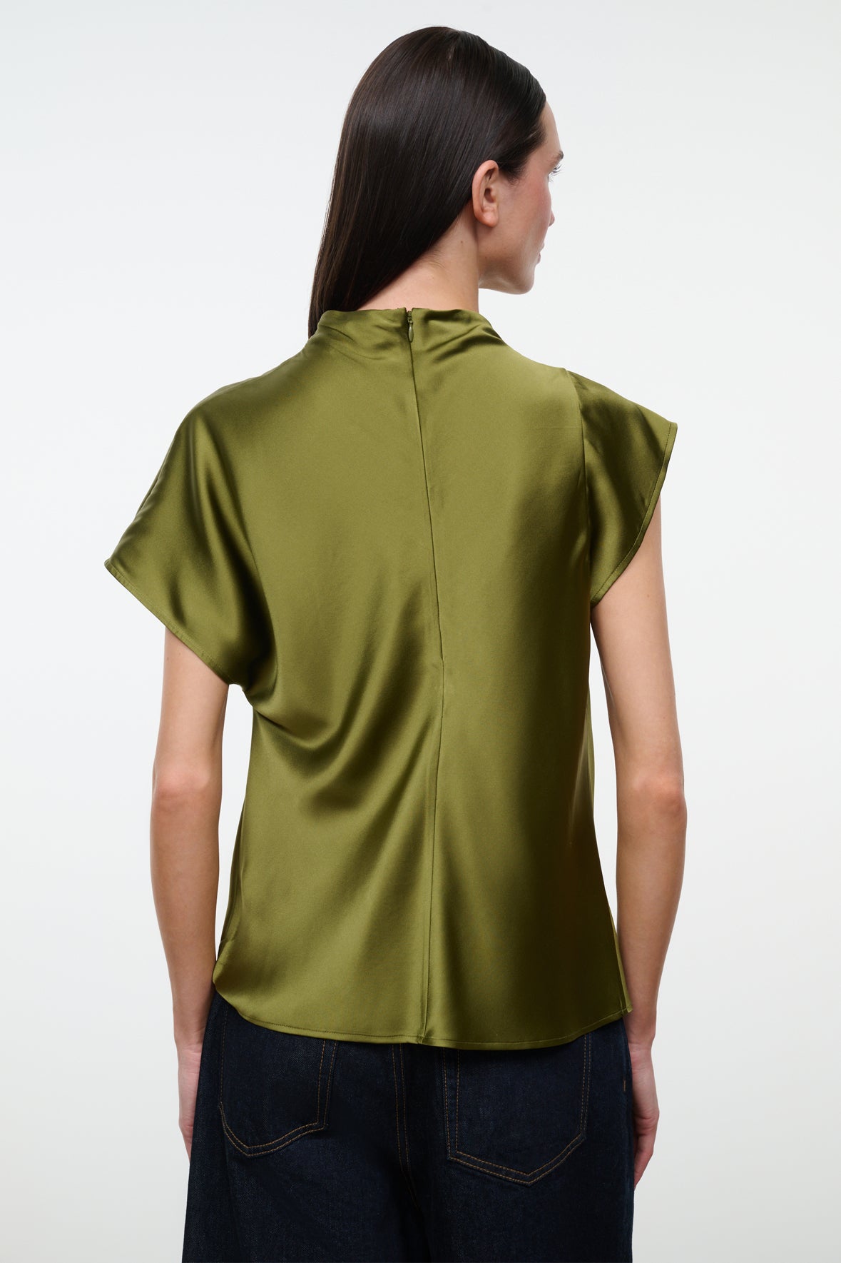staud davina silk top pear